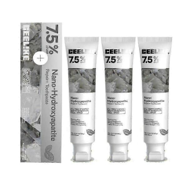 3x Hydroxyapatit Tandpasta Emaljeforstærkning, følsomhed, blegning SZTCLV