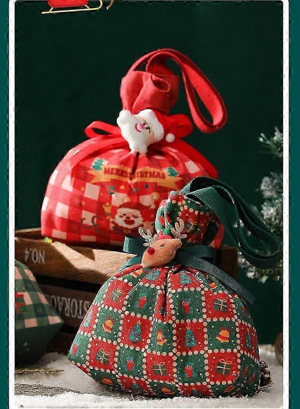 Julegavepose håndholdt lærredsæblepose julegave juleaften juletræ