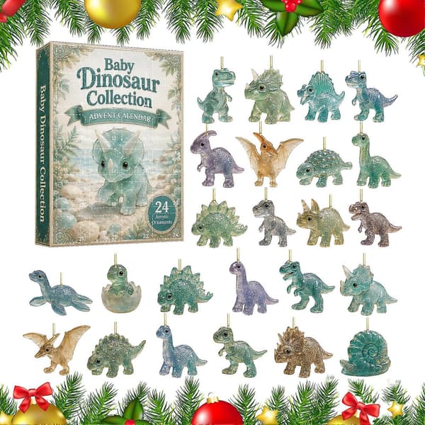 24-dagers dinosaur-julekalender 2026 - 2D akryl-nedtelling