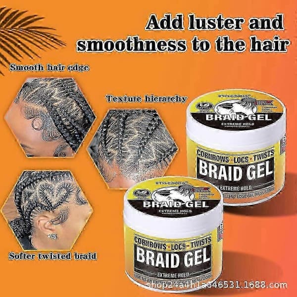 All Day Locks Braid Gel med extrem stadga - Slätar ut friss, ingen flagning, hög glans för flätor, twists och cornrows