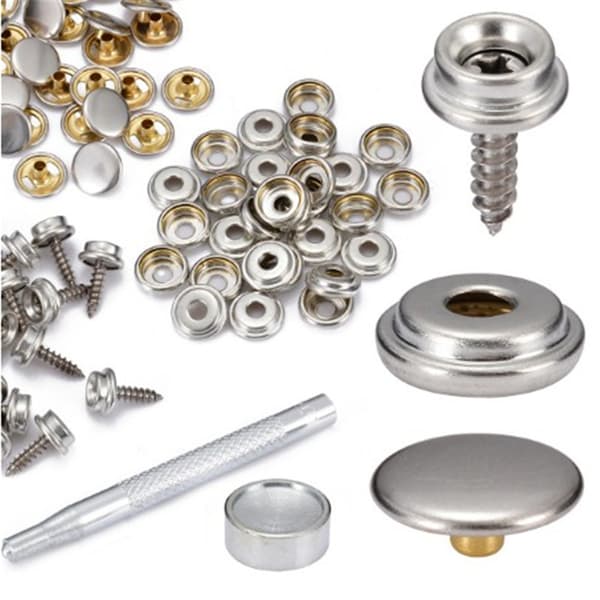 150 stk. 15 mm skrue store hvide knapper + faste knapper
