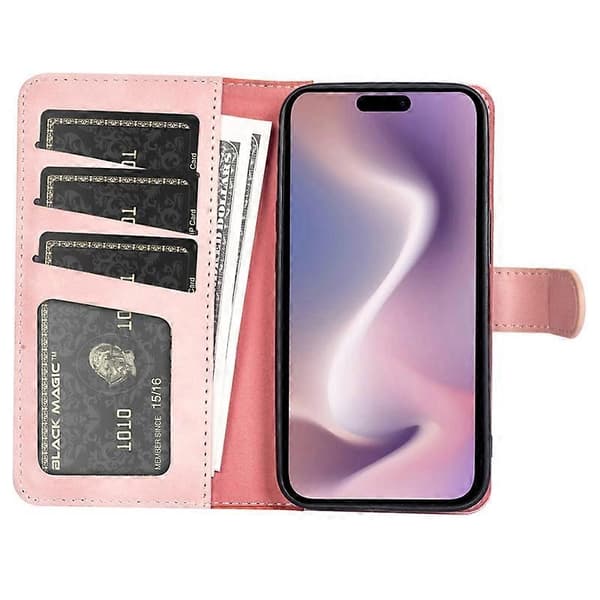 För iPhone 16 Fodral Plånbok Dubbelfärgad Flip Läder Telefonfodral