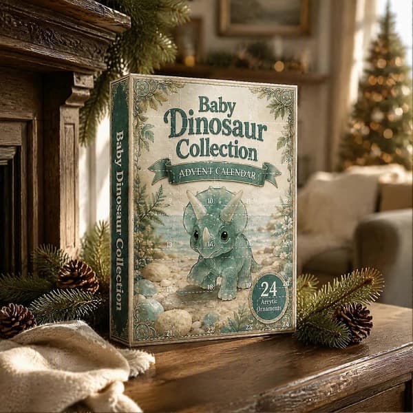 24-dagers dinosaur-julekalender 2026 - 2D akryl-nedtelling