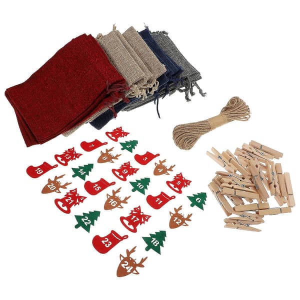 Jule-adventskalenderposer til 24-dages nedtælling, 1 sæt gaveposer med snoretræk
