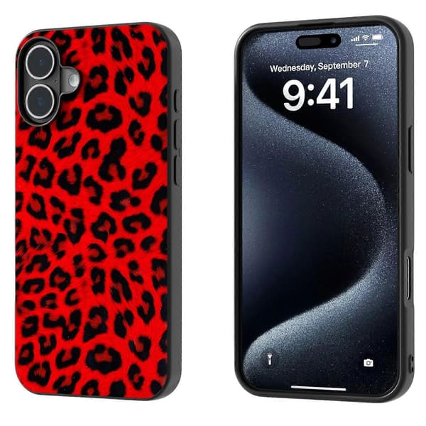 Sort ramme Leopard etui til iPhone 16 Plus
