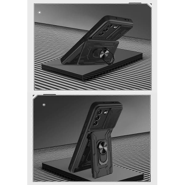 För Samsung Galaxy S21+ 5G Sliding Camshield Card Phone Case