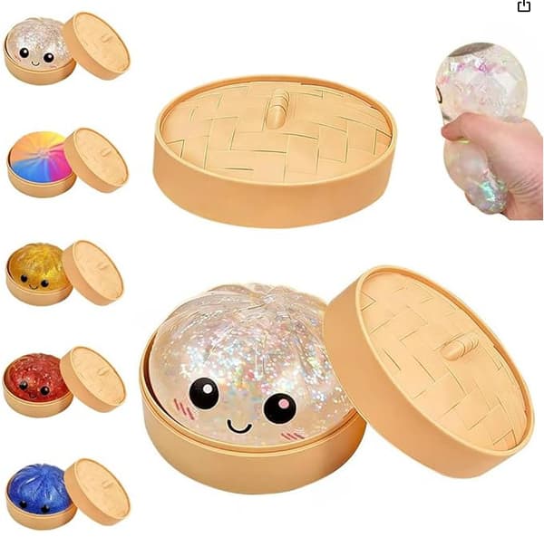 Dumpling Squishy Stressbold Blød Dej Klemmelegetøj mod angst, Ikke-klæbende angstlindring (Tilfældig farve)