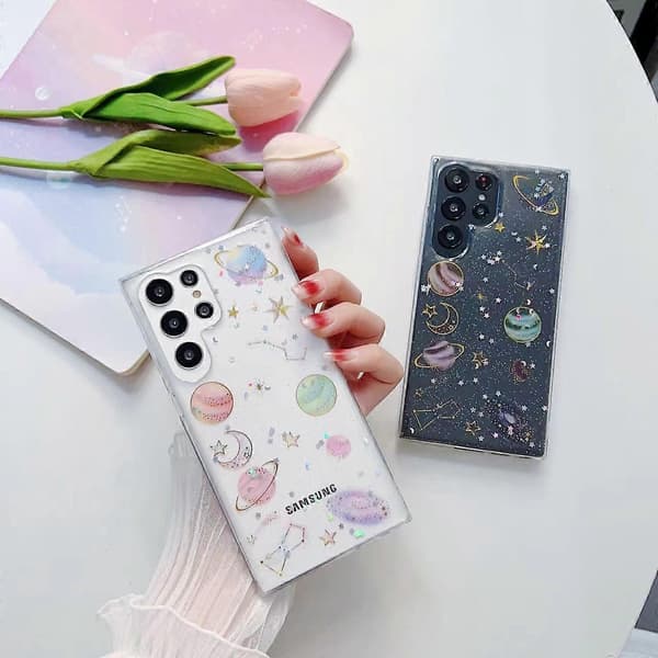 Til Samsung Galaxy A50 Cosmic Star Glitter Epoxy TPU Telefoncover Til Samsung Galaxy A50