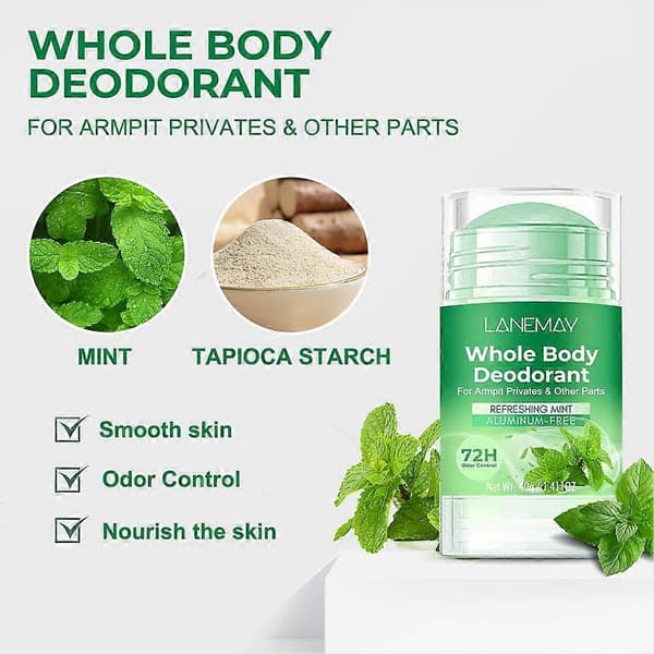 LANEMAY 72H Helkroppsdeodorant - Mintdoft, Aluminiumfri, 40g