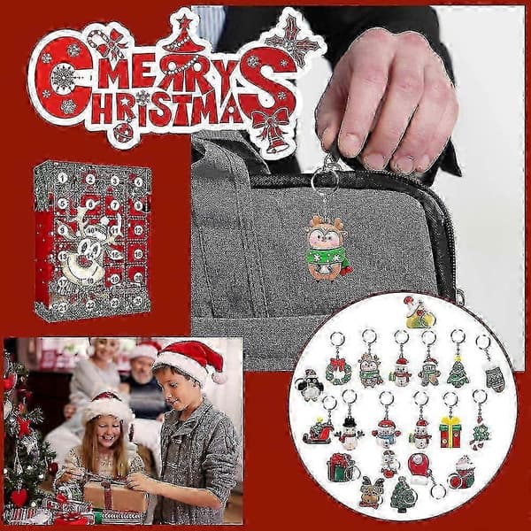 Jule-adventskalender blind box 24 dages nedtælling harpiks nøglering 4 stilarter