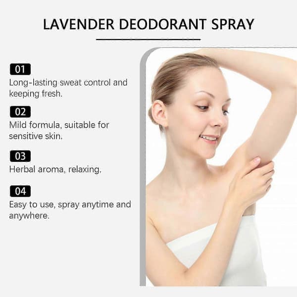 Deodorantspray med lavendel - Naturlig, skonsam, svettkontroll, resevänlig 60 ml