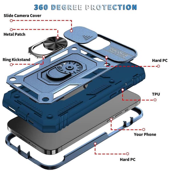 Skjutbart kameraskydd TPU + PC-fodral för iPhone 13 för iPhone 13