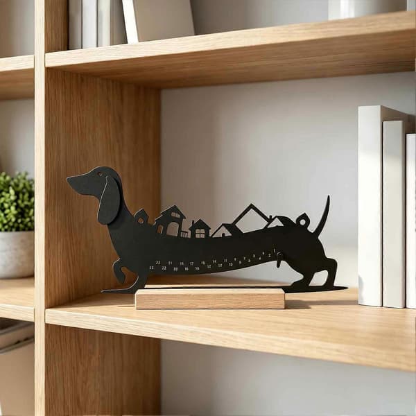 Dachshund-julekalender – Borddekorasjon i metall for nedtelling til jul