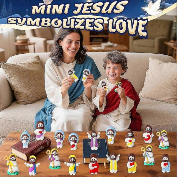 Jule-nedtellingskalender, 24 minifigur-statuer og samlefigurer, julepynt til bordet