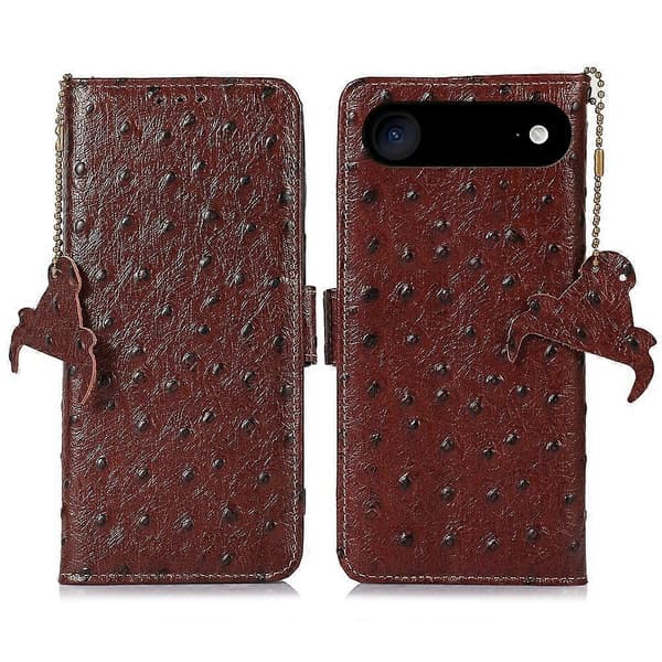 Kompatibel med iPhone 17 Air Case RFID Äkta Koläder Telefonfodral Struts Textur
