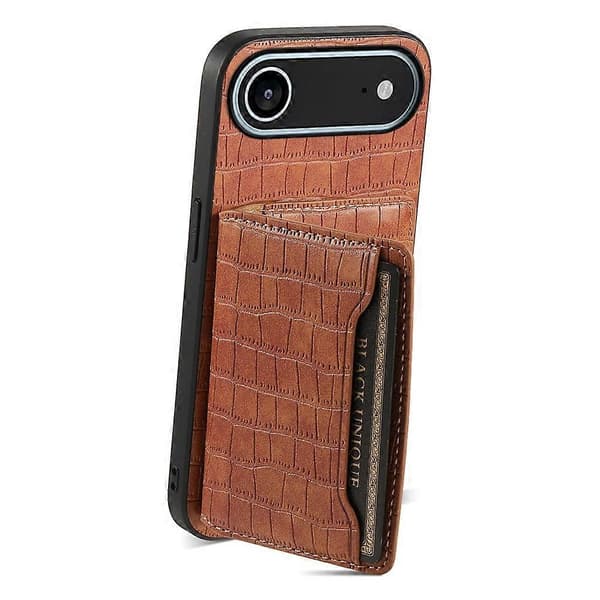 Compatible For iPhone 17 Air Case Card Holder Stand Crocodile Texture Leather Back Phone Cover