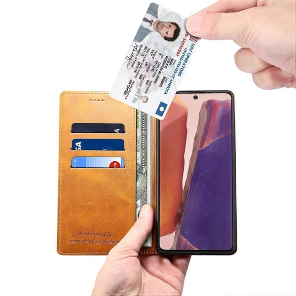 Samsung Galaxy Note20 -vasikkanahkainen vaakasuora läppäkotelo