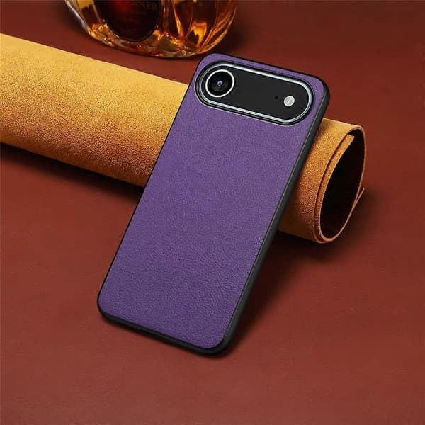 Kompatibel med iPhone 17 Air Case Kalvtextur Läder + PC + TPU Telefonfodral