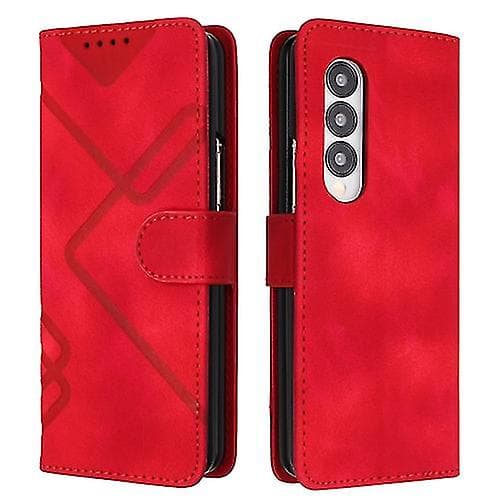 For Samsung Galaxy Z Fold4 Line Pattern Skin Feel Leather Phone Case