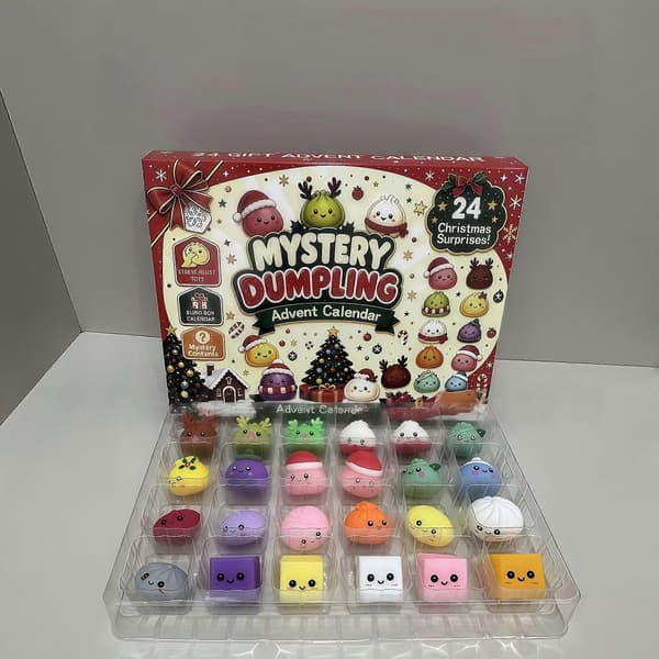 Joulukalenteri: 24-osainen luova pulla-aiheinen squishy-lelu yllätyspakkaus