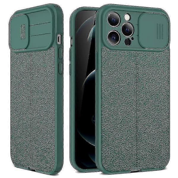 För iPhone 13 Litchi Texture Sliding Camshield TPU skyddsfodral