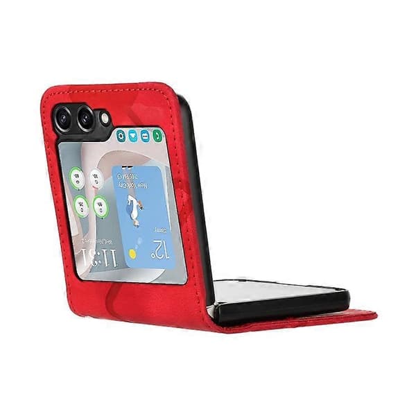 Til Samsung Galaxy Z Flip5 Line Pattern Skin Feel Læder Telefoncover