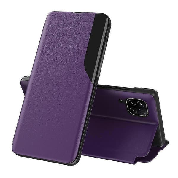 Til Samsung Galaxy A12 Attraction Flip Holder Læder Telefoncover (Sort)