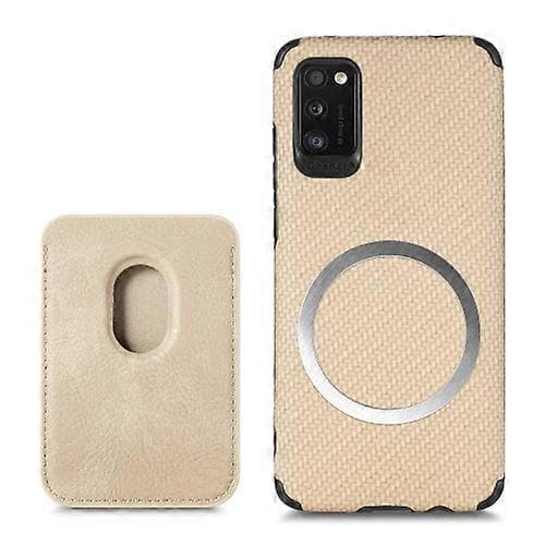 För Samsung Galaxy A41 kolfiberläderkort Magsafe Phone Case