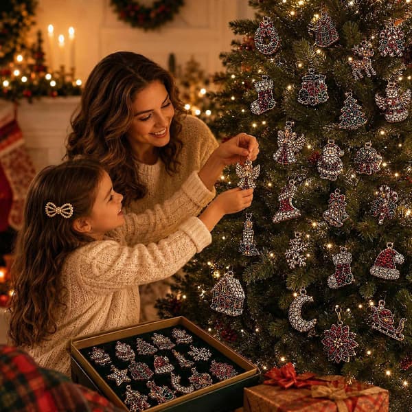 2026 Julekalender 24-dagers nedtelling 2D diamantkunst akrylpynt juletregave