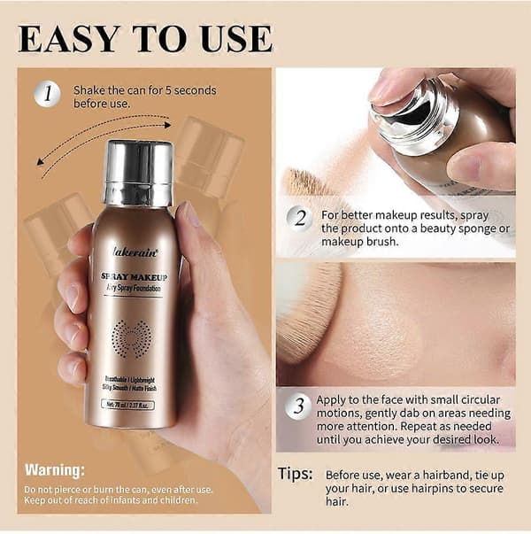 Foundation Makeup Silky Mist Spray, Makeup Air Spray Foundation, Matt Finish Flawless Setting Spray Foundation för mogen hud