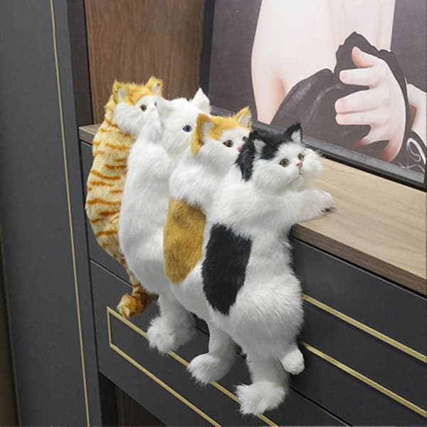 Plysch kattfigur leksak söt högsimuleringsfigurer statyer samlarobjekt present