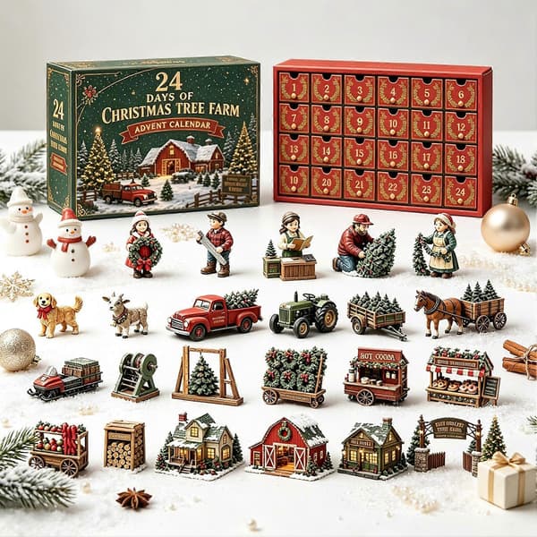 2026 Juletregård Adventskalender – 24-dagers minigårdsfigurer – for barn, samlere og vinter
