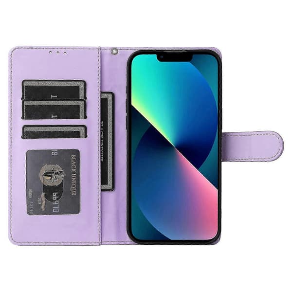 Til iPhone 13 Diamond Lattice Læder Flip Telefonetui
