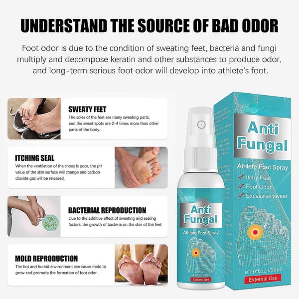 Antisopp fotspray, urtebasert soppdrepende middel for idrettsutøvere, deodorant, antisoppbehandling_Mon