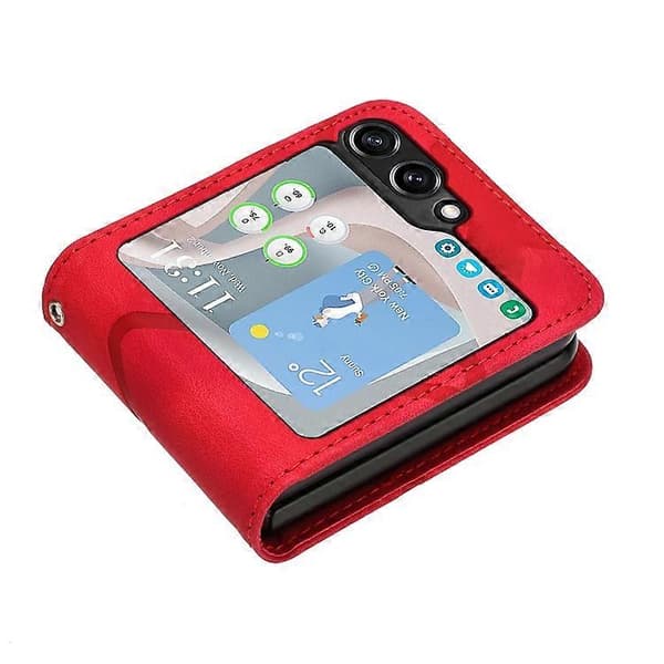 For Samsung Galaxy Z Flip5 Line Pattern Skin Feel Leather Phone Case