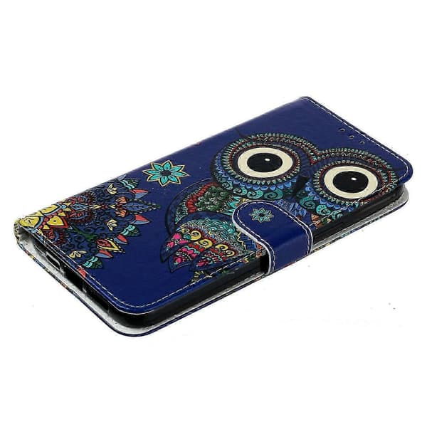 För iPhone 17 Air Fodral Läder Plånboksfodral med Rem (Blå, Blå Uggla)