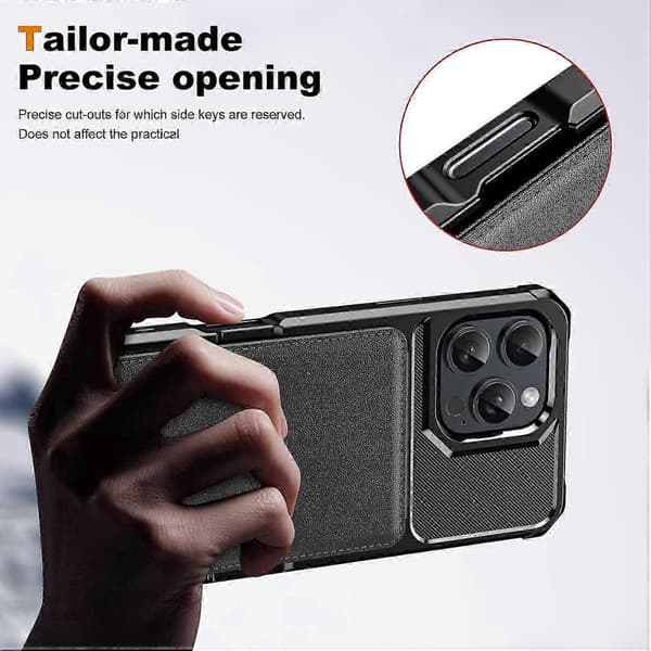 Til iPhone 16 Pro Cover Kortplads Støtteben Pu+tpu Telefoncover - Sort