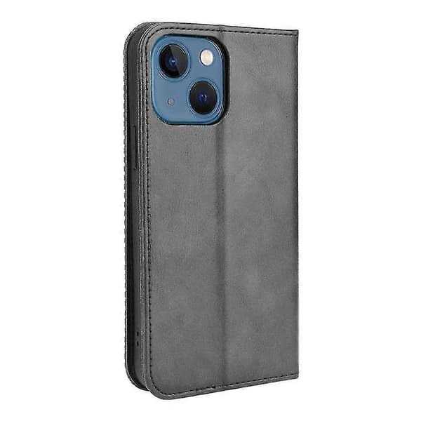 Julemagnetisk Autoabsorberet PU Læder Pung Stand Flip Cover Etui Til iPhone 13 6.1 Tommer - Sort