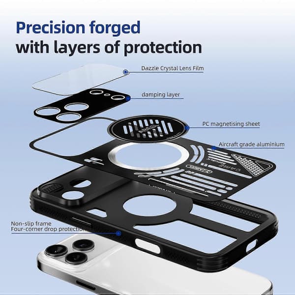 Til Apple iPhone 17 Air ABEEL Ice Series MagSafe Varmeafledende Cover Sort