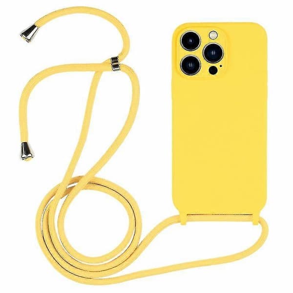 Til iPhone 13 Pro Crossbody Lanyard Flydende Silikone Etui (rosarød)
