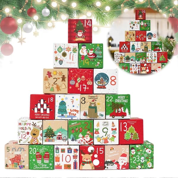 24 stk. DIY julekalender-esker - Tomme pappesker for nedtelling