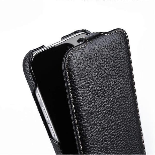 MELKCO iPhone 16 Pro Max Cover, MagSafe-kompatibelt lædercover, lodret flip-stil (sort)