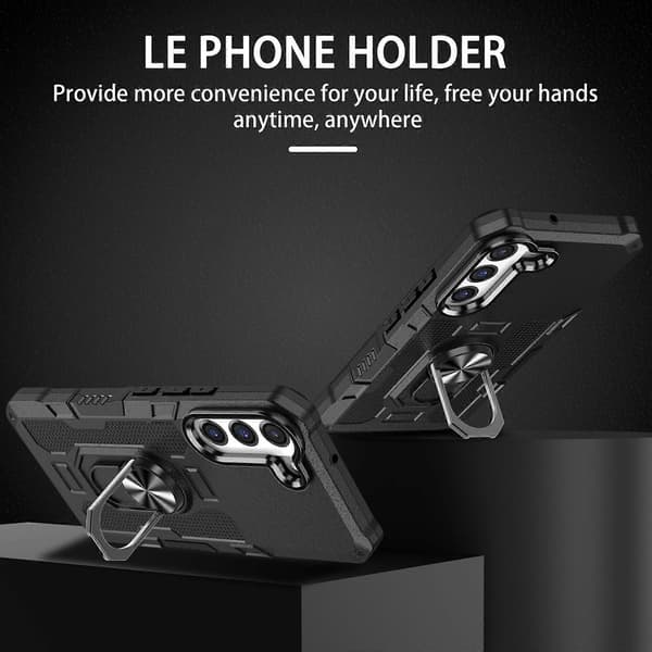 För Samsung Galaxy S21 FE 5G Ringhållare Armor Hybrid Phone Case