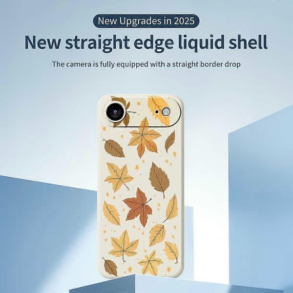 For iPhone 17 Air Case Maple Leaf Pattern Print Straight Edge TPU Phone Back Cover - Beige