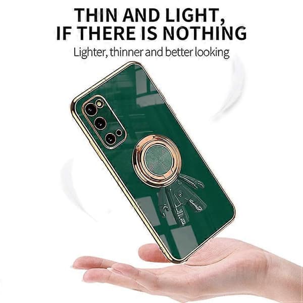 Til Samsung Galaxy S20 6D Plating Astronaut Ring Kickstand Telefoncover