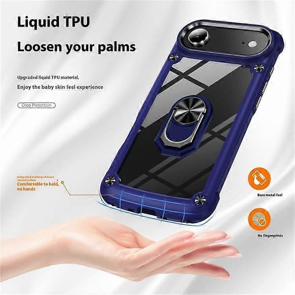 Kompatibel med iPhone 17 Air Case Legering Linseramme PC + TPU Stativ Telefon Bakdeksel