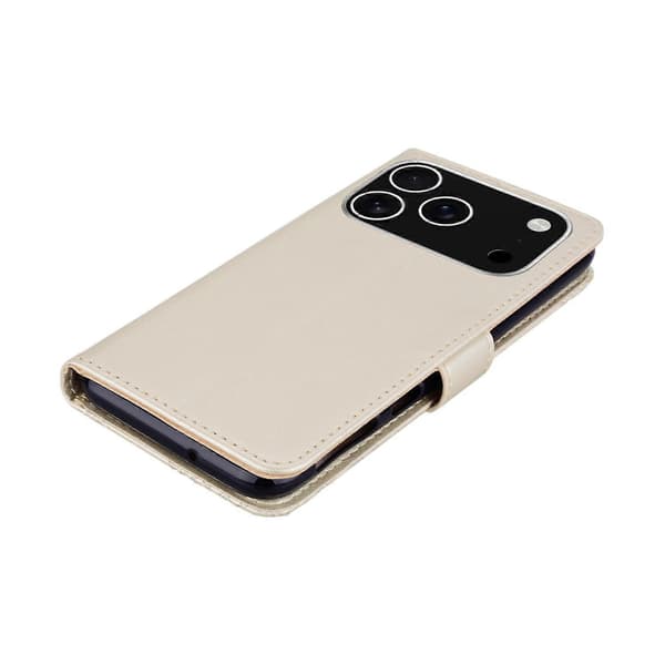til iPhone 17 Pro Max Etui Ugle Blomst Præget Læderpung med rem - Guld