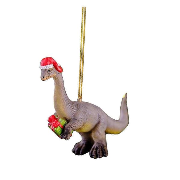 (A) Julepynt juledinosaur i tre, dekorasjon til juletreet