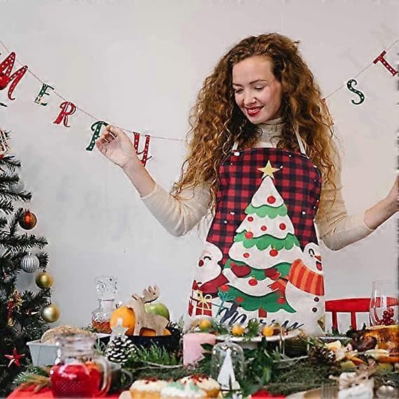 Juleforkle, julekjøkkentilbehør juleforkle for julekjøkken matlaging og baking (2 stk)