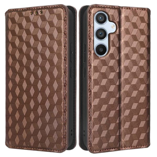 För Samsung Galaxy A54 5G Flip Phone Case Rhombus Pattern Pressed PU Leather Fold Phone Case